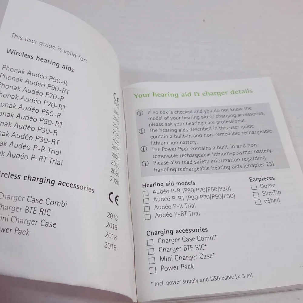 Phonak Audeo P User guide instruction‎ manual hearing aid booklet Audeo P-R/RT